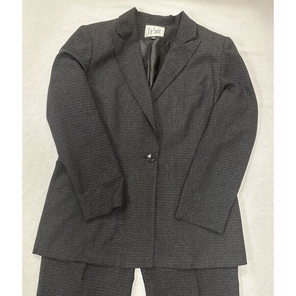 Le Suit Womens Pant Suit Size 14 in Black Speckle Y2K Career Workwear VTG Lined - Picture 2 of 9